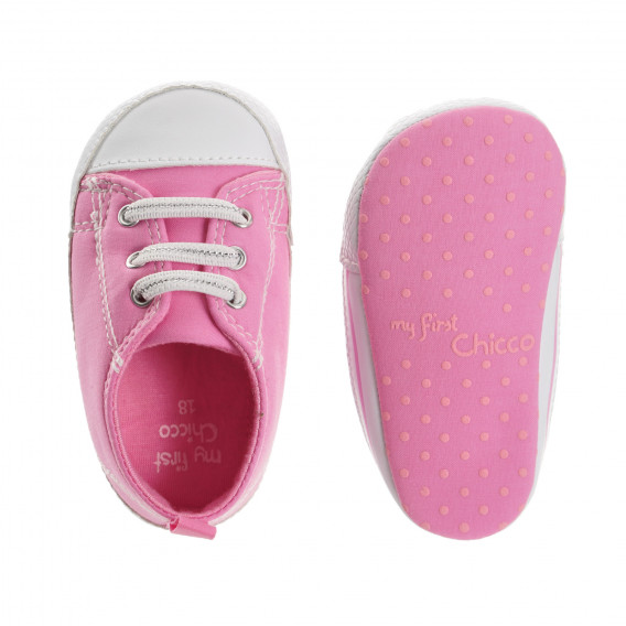 Pantofi moi roz cu șireturi elastice, Chicco  Chicco 247066 3