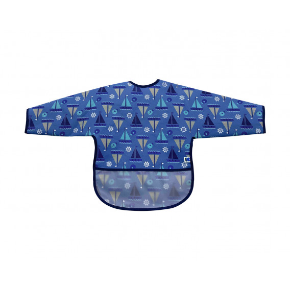 Salopete cu mâneci și buzunar impermeabil cu model de bărcuțe, albastră Kikkaboo 247447 