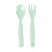 Lingură și furculiță din plastic Lucios, verde Kikkaboo 247488 