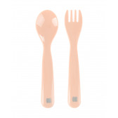 Lingură și furculiță din plastic Lucios, roz Kikkaboo 247489 