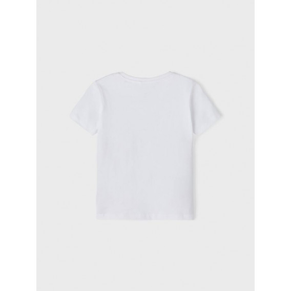 Tricou din bumbac organic cu imprimeu palm și surf, alb Name it 247561 2