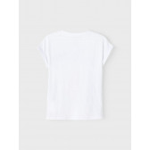 Tricou din bumbac organic cu imprimeu de fată, alb. Name it 247565 2