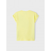Tricou din bumbac organic cu imprimeu de fată, galben Name it 247568 2