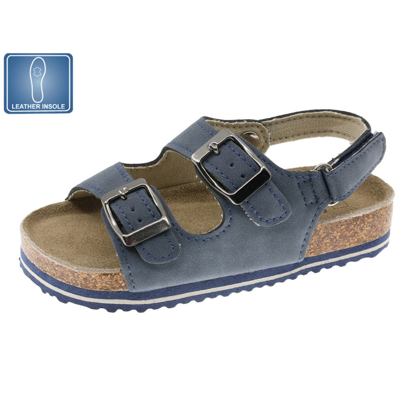 Sandale cu branț din piele, de culoare albastră  247706