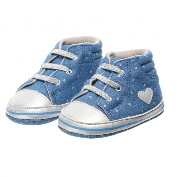 Pantofiori din denim pentru bebeluși cu aplicații inimi Chicco 248013 