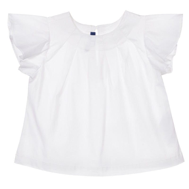 Bluză din bumbac cu mâneci scurte, de culoare albă  248055
