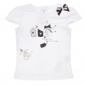 Tricou din bumbac cu fundă pentru bebeluși, în alb Chicco 248084 