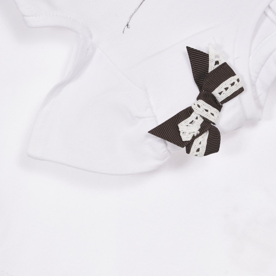 Tricou din bumbac cu fundă pentru bebeluși, în alb Chicco 248086 3