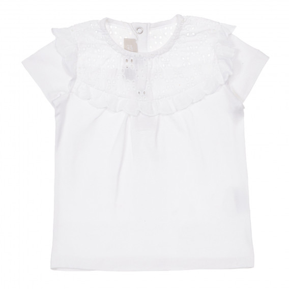 Bluză din bumbac cu mâneci scurte pentru bebeluși, albă Chicco 248092 