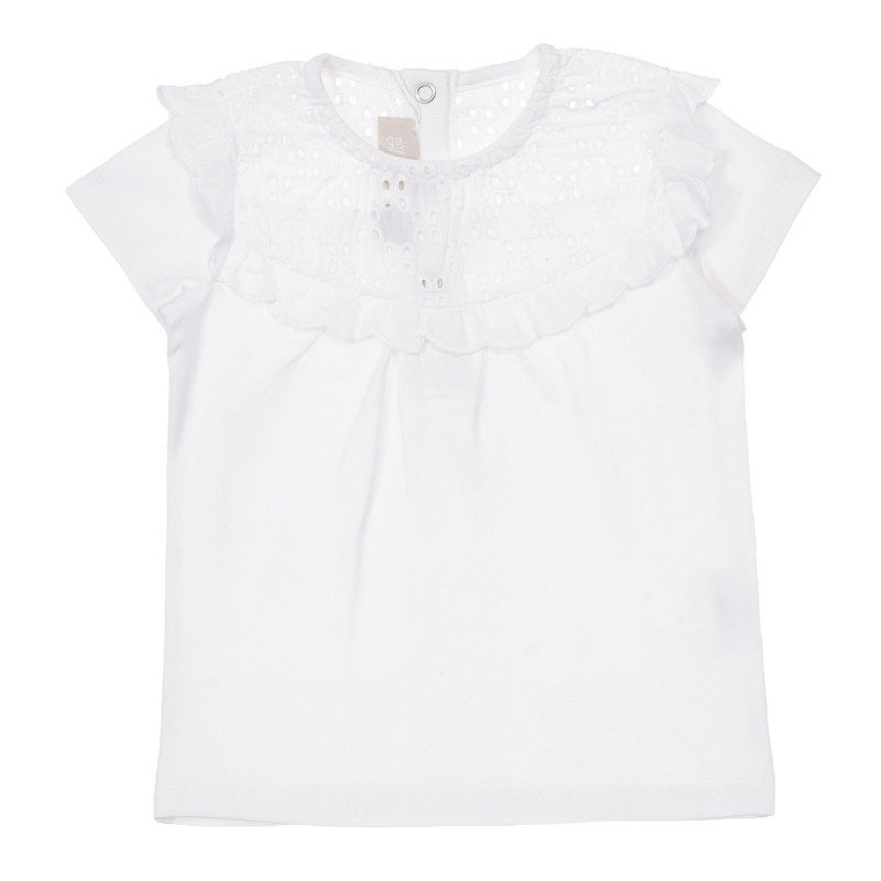 Bluză din bumbac cu mâneci scurte pentru bebeluși, albă  248092