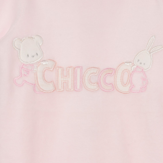 Salopetă de bumbac cu denumirea mărcii pentru bebeluși, roz Chicco 248201 2