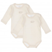 Set de două body-uri cu mânecă lungă pentru bebeluși, bej Chicco 248230 