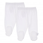 Set de bumbac cu două perechi de pantaloni cu botoșei pentru bebeluși, albi Chicco 248236 