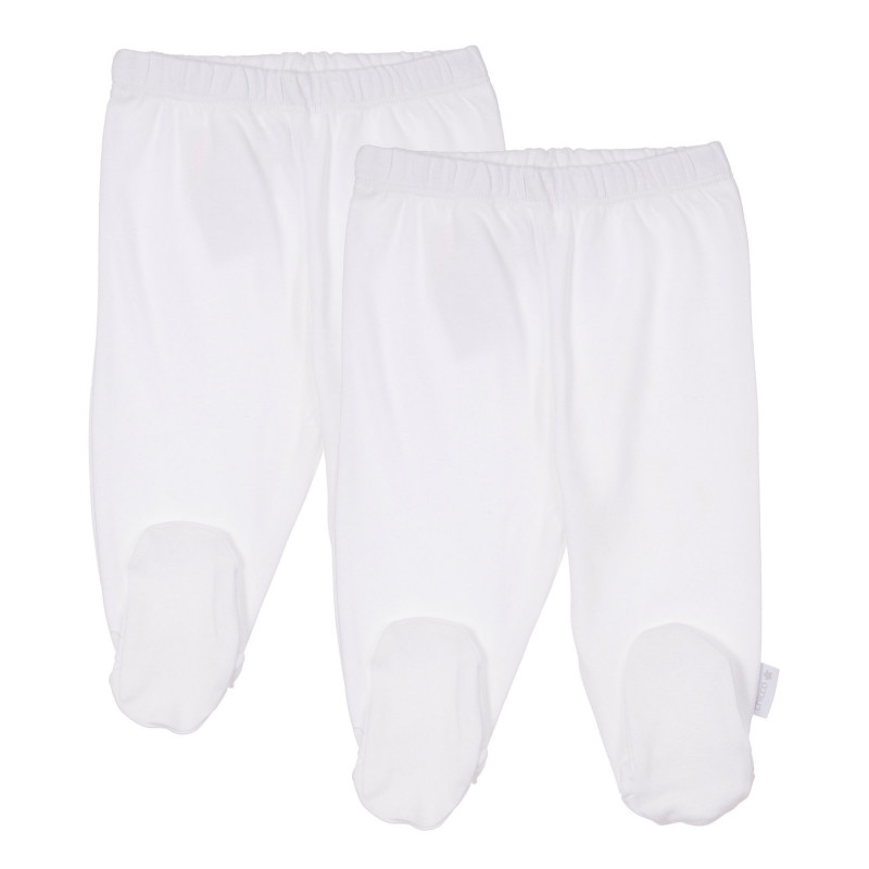 Set de bumbac cu două perechi de pantaloni cu botoșei pentru bebeluși, albi  248236