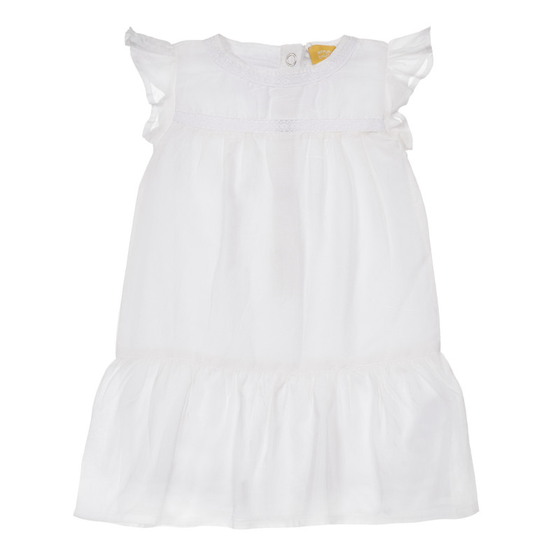 Rochie din bumbac cu bucle pentru bebeluși, albă  248278