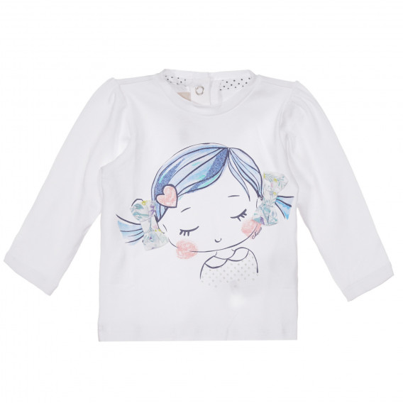 Bluză din bumbac cu imprimeu grafic pentru bebeluși, albă. Chicco 248290 