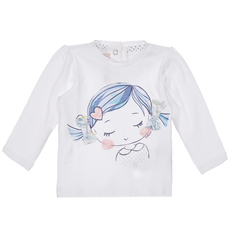 Bluză din bumbac cu imprimeu grafic pentru bebeluși, albă.  248290
