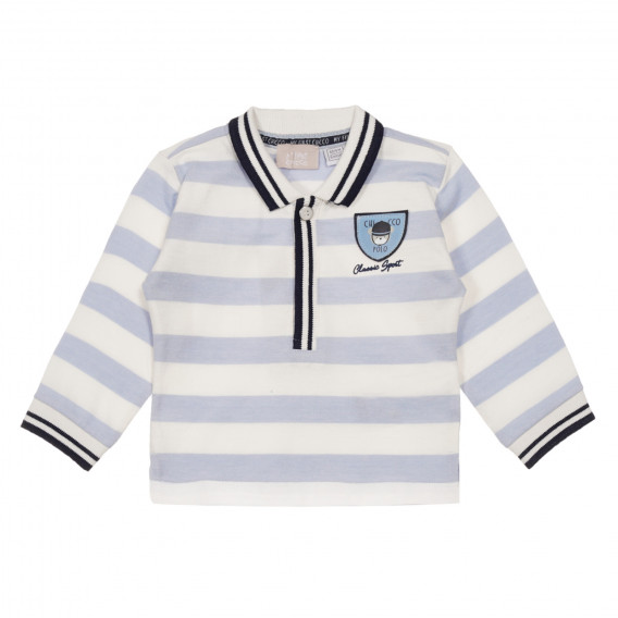 Bluză cu dungi cu mâneci lungi pentru bebeluși în alb și albastru Chicco 248334 