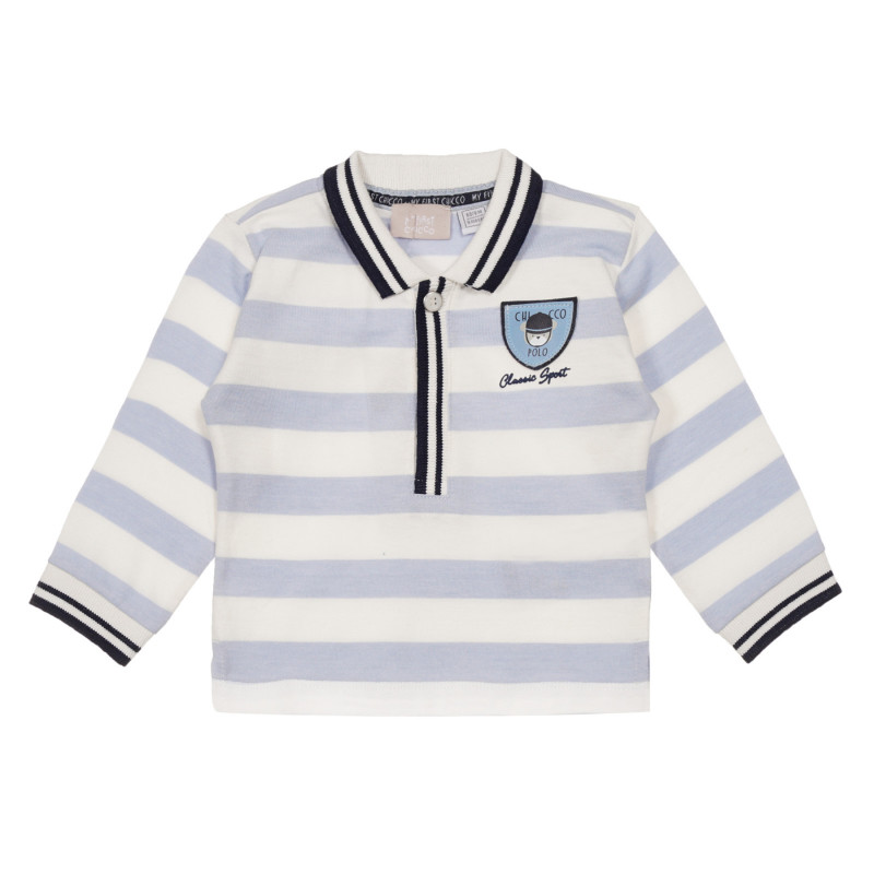 Bluză cu dungi cu mâneci lungi pentru bebeluși în alb și albastru  248334