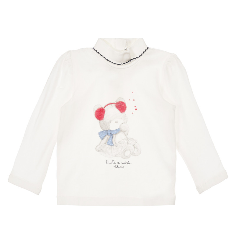 Bluză din bumbac cu imprimeu de urs pentru bebeluși, albă  248346