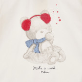 Bluză din bumbac cu imprimeu de urs pentru bebeluși, albă Chicco 248347 2