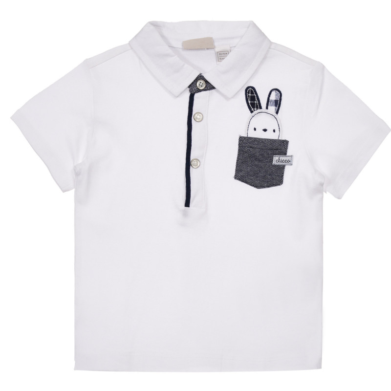 Tricou din bumbac cu iepuraș pentru bebeluși, alb  248394