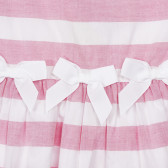 Rochie cu dungi de bumbac cu funde în alb și roz Chicco 248407 2