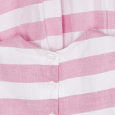 Rochie cu dungi de bumbac cu funde în alb și roz Chicco 248408 3
