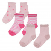 Set de trei perechi de șosete pentru bebeluși, în roz Chicco 248646 