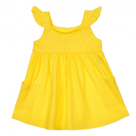 Rochie cu bretele și volane pentru bebeluși, galben Benetton 248884 