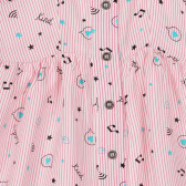 Rochie cu imprimeu muzical pentru bebeluș, dungă roz-albe Benetton 248983 2