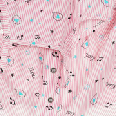 Rochie cu imprimeu muzical pentru bebeluș, dungă roz-albe Benetton 248985 4