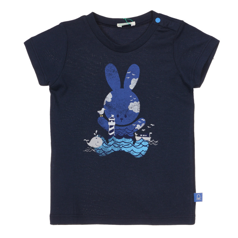 Tricou din bumbac cu imprimeu mare pentru bebeluș, albastru închis  249010