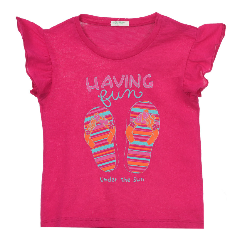 Bluză din bumbac cu volane și imprimeu pentru bebeluși, roz  249115