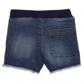Pantaloni scurți din denim cu aplicație și franjuri, albaștri Benetton 249133 4