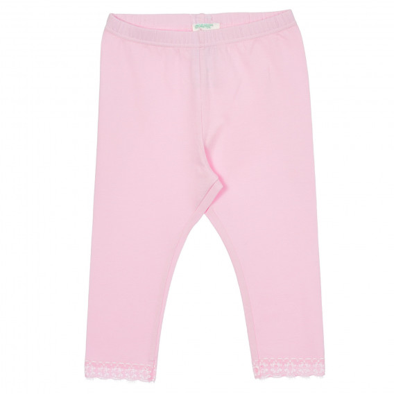 Colanți din bumbac cu dantelă la capătul picioarelor pentru bebeluși, roz deschis Benetton 249147 