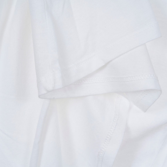 Tricou din bumbac cu inscripție din brocart, pe alb Sisley 249157 3