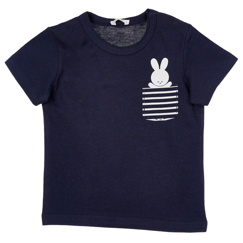 Tricou din bumbac cu imprimeu iepuraș pentru bebeluș, pe albastru  249167