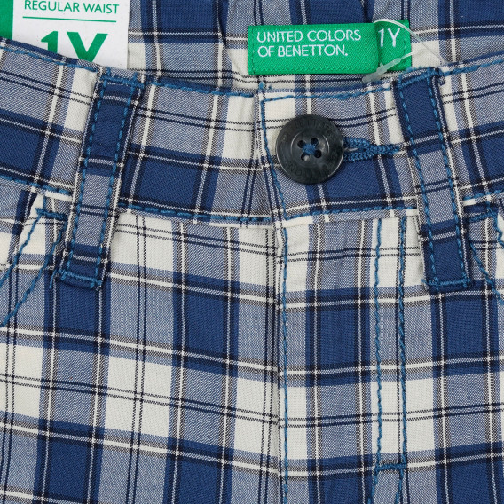Pantaloni scurți din bumbac în carouri albe și albastre, pentru bebeluși Benetton 249180 2