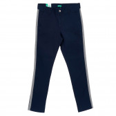 Pantaloni de bumbac cu margine gri, albaștri închis Benetton 249262 4