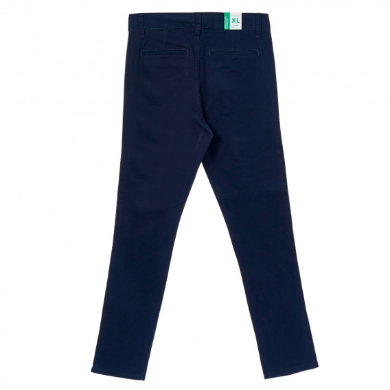 Pantaloni de bumbac cu margine gri, albaștri închis Benetton 249265 7