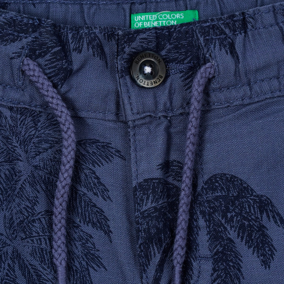 Pantaloni scurți din bumbac cu imprimeu floral, pe albastru Benetton 249355 2