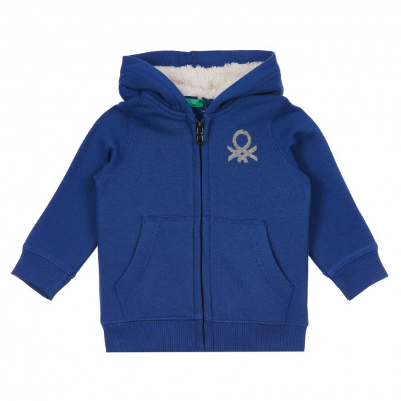 Hanorac matlasat cu logo-ul mărcii pentru bebeluș, albastru Benetton 249358 