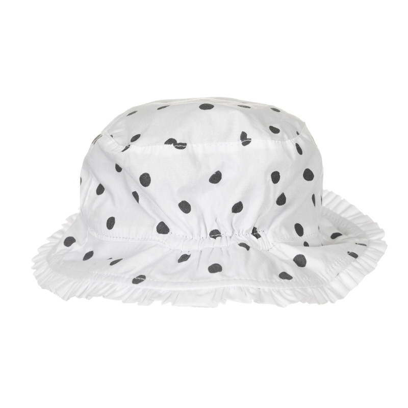 Pălărie de bumbac cu imprimare punctelețe, albă  249437