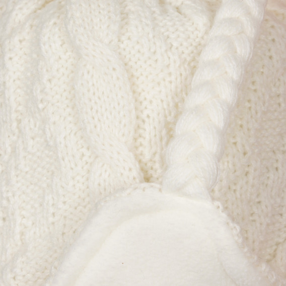 Căciulă cu pompon și tricot în relief pentru bebeluș, albă Chicco 249824 2