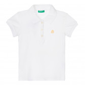 Bluză din bumbac cu mâneci scurte și guler pentru bebeluș, de culoare albă Benetton 249873 