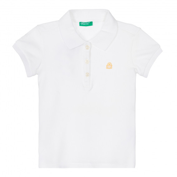 Bluză din bumbac cu mâneci scurte și guler pentru bebeluș, de culoare albă Benetton 249873 