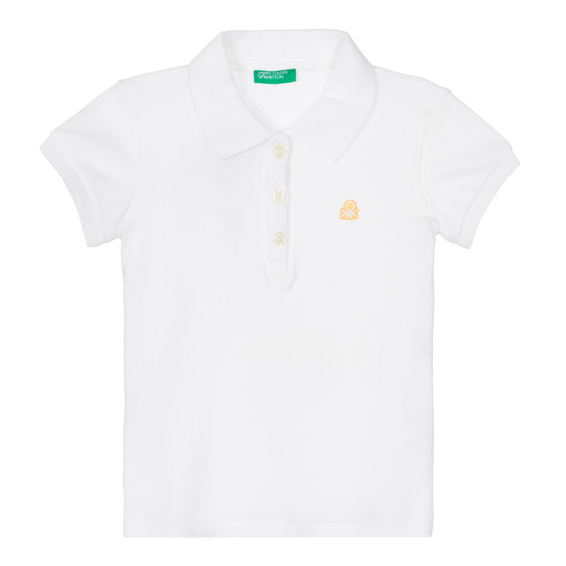 Bluză din bumbac cu mâneci scurte și guler pentru bebeluș, de culoare albă  249873