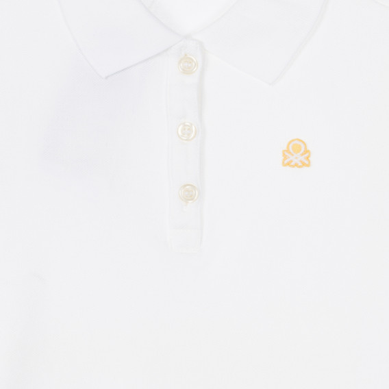 Bluză din bumbac cu mâneci scurte și guler pentru bebeluș, de culoare albă Benetton 249874 2