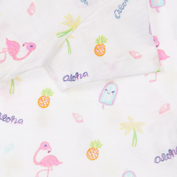 Tricou de bumbac cu imprimeu flamingo pentru bebeluș, alb Benetton 249910 2